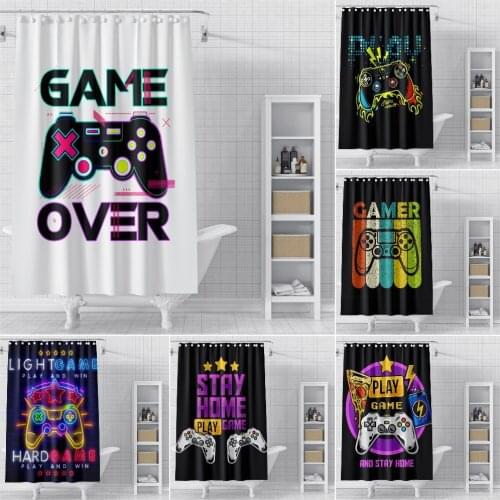 Gamer Gamepad Pattern Shower Curtain Waterproof Bathroom Curtain Boys Bathroom Decor Solid Bath Curtains/Covers With Hooks