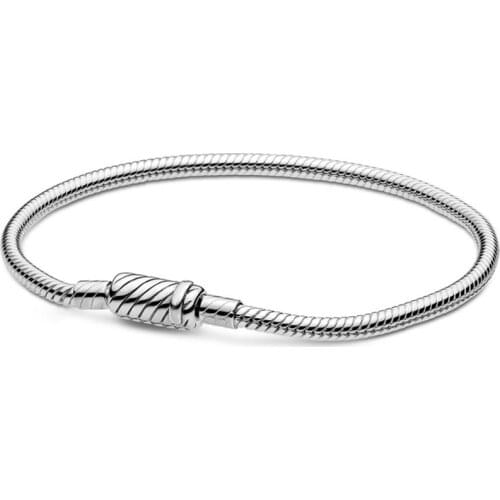 Authentic 925 Sterling Silver Moments Pattern Snake Chain Fashion Bracelet Fit Pandora Women Bead Charm Bangle Gift DIY Jewelry