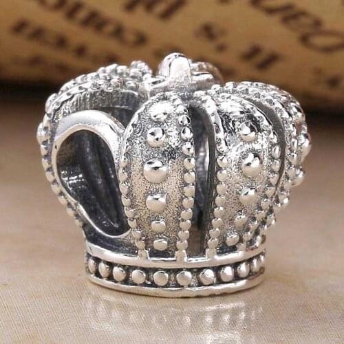 Original Openwork Vintage Royal Crown Bead Fit 925 Sterling Silver Bead Charm Women Bracelet Bangle DIY Jewelry