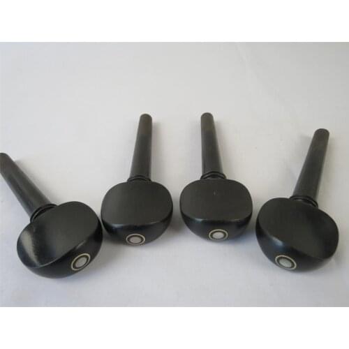 1sets (4pcs) 1/8 cello pegs natural ebony wood ,inlaid the pearl eye