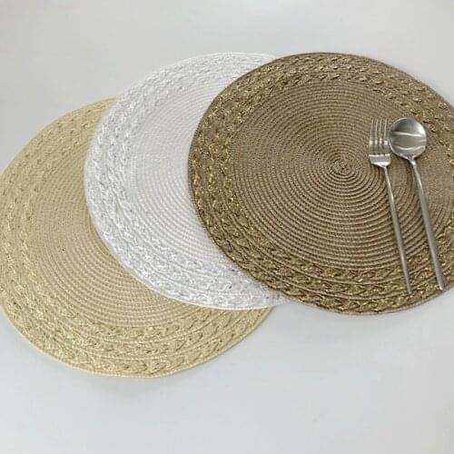 1pcs Round Woven Placemat Table Mat Heat Resistant Anti-skid Bowl Drink Cup Pad Mug Coasters For Home Party Table Decor
