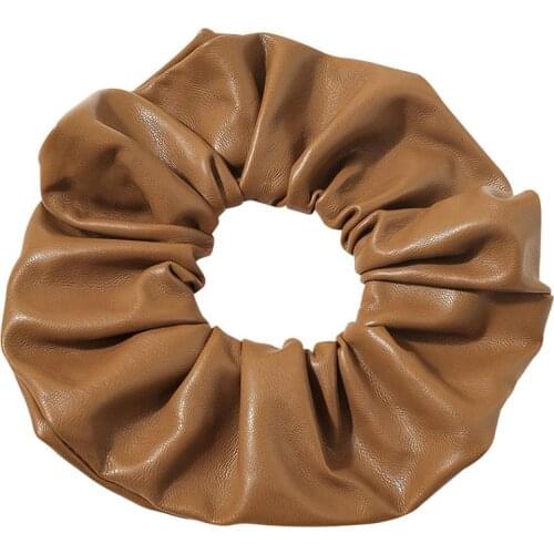 1pc Fashion Faux Leather Hair Rope Women Hair Scrunchie Solid Color Scrunchy Elastic Hair Rope Hair Accessories