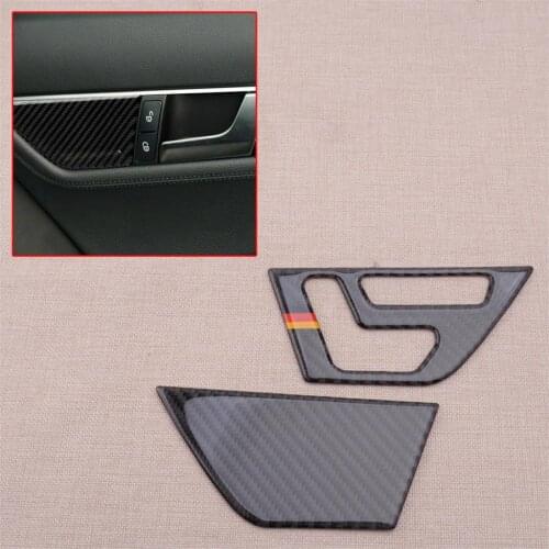 2Pcs Car Carbon Fiber Car Inner Door Panel Trim Cover Fit for Mercedes Benz C Class W204 2007 2008 2009 2010 2011 2012 2013