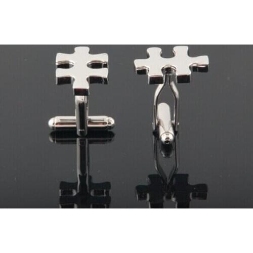 20pairs/lot Picture Puzzle Cuff Links Silver Jigsaw Puzzle Cufflinks Game Style Copper Cuff Button Mens Jewelry Gift Wholesale