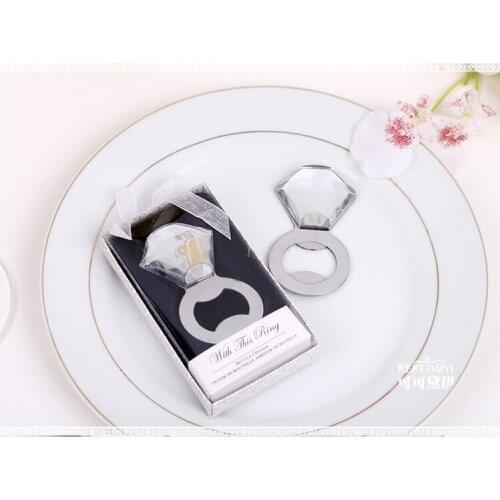 200pcs Creative bottle opener married ring diamond ring wedding favors and party gifts guest