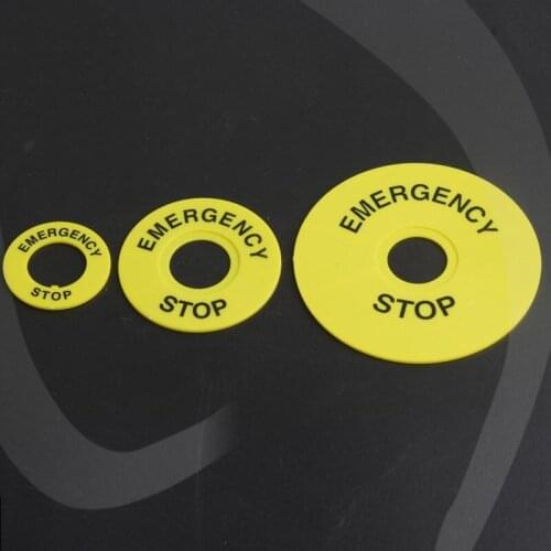 22mm emergency stop button sign yellow plate warning circle emergency stop button switch emergency stop warning circle sign