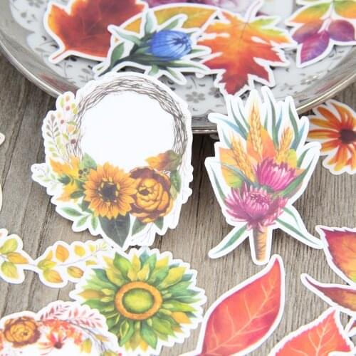 28cs Autumn Leaf Maple Fall Plant Flower Scrapbooking Stickers Floral Decorativ Sticker Pack for Crafting Journaling Laptop
