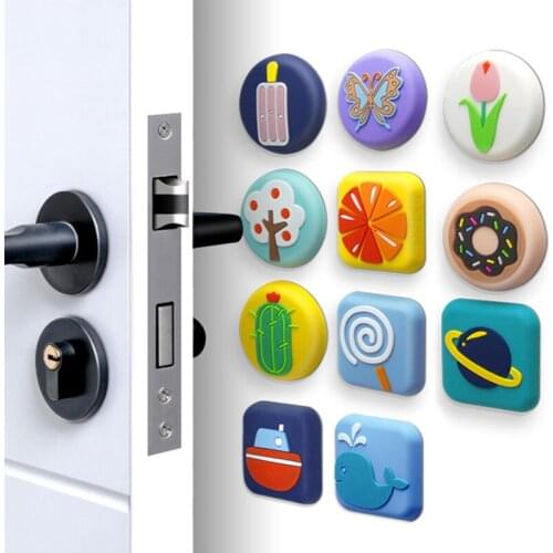3pcs/lot Door Handle Anti-collision Protection Pad Cartoon Pictures Mute Door Stopper Self Adhesive Wall Mounted Hidden DoorStop