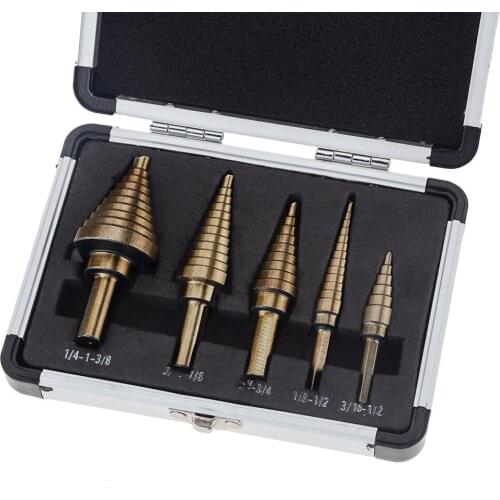5PCS/BOX Step Drill Bit Set HSS Cobalt Multiple Hole 50 Sizes Cobalt Titanium Conical Carbide Drill Hole Cutter Tool