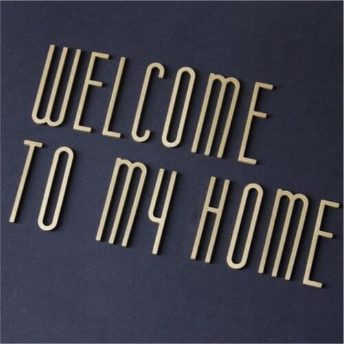 7cm Solid Brass Letters DIY Name Wall Decorative Letter Decorative Doorplate Workshop Business Name Accessory Brass Number A-Z