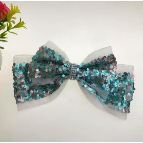 8 Inch Scatter Sequins Cheer Leading Bows with Clip for Girl Hair Accessories,10PCS/LOT