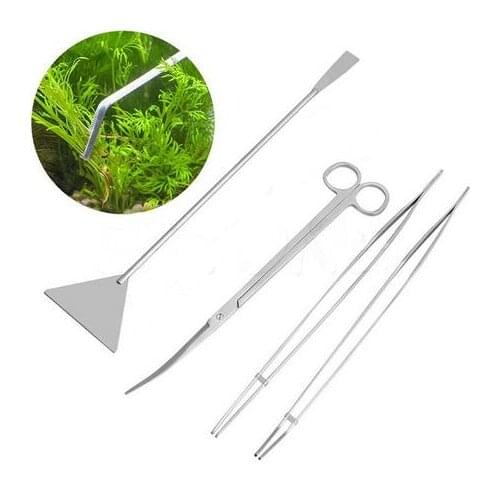 Aquarium cleaning kit, tweezers, bending clips, wave shears, flat sand device. Water grass care tool.All-metal stainless steel