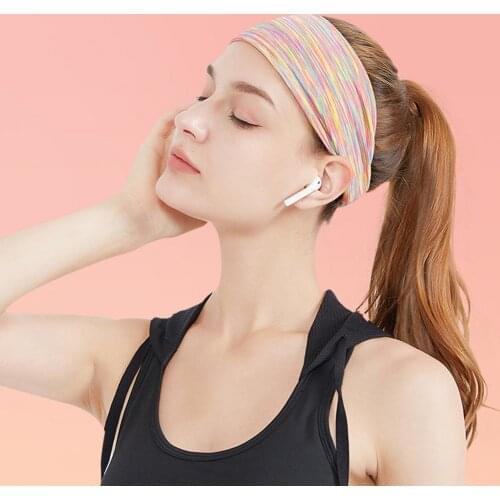 Quick Drying Fitness Sports Sweat Headband Women Breathable Yoga High Elastic Hair Bands Rainbow Sweatbands for Running Jogging