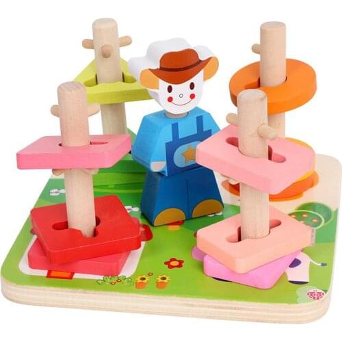 Wooden Train Truck Building Blocks Set For Kids Montessori Baby Early Educational Color Cognitive Shape Pairing Childrens Toy