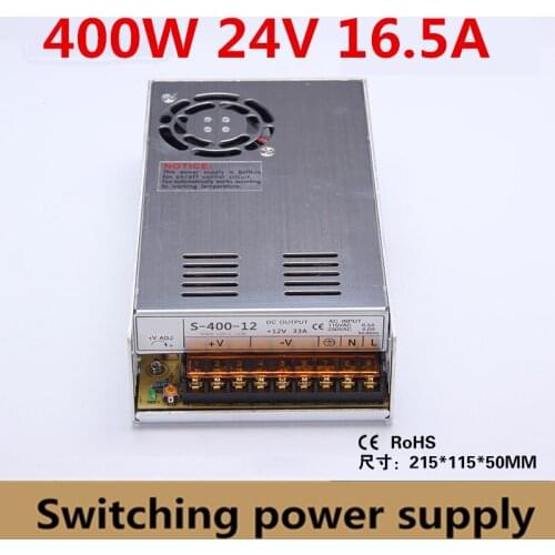Switching power supply driver 16.5A 24V 400W for CCTV camera LED Industry CNC INPUT 110/220V high quality (S-400-24)