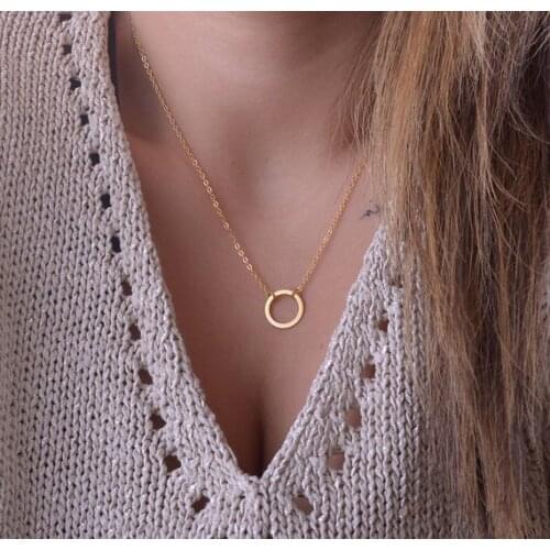 Dainty Circle Necklace Karma Necklace Delicate Chain Dainty Circle Outline Necklace Collier