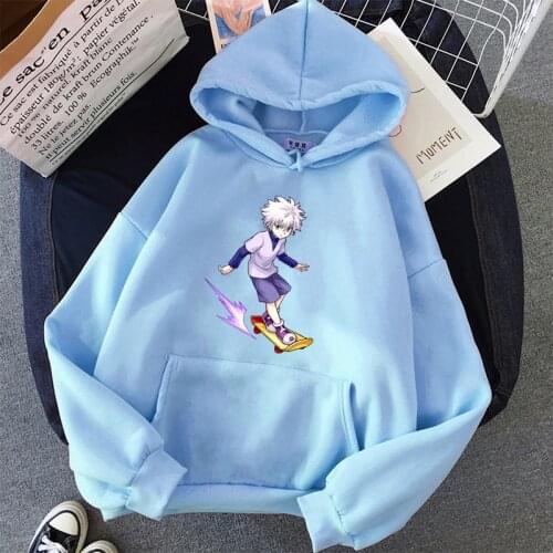 Killua Zoldyck Hunter x Hunter Hoodies Harajuku Oversize Womens Japanese Anime Hooded Sweatshirt Fashion Casual Vintage Hoodies