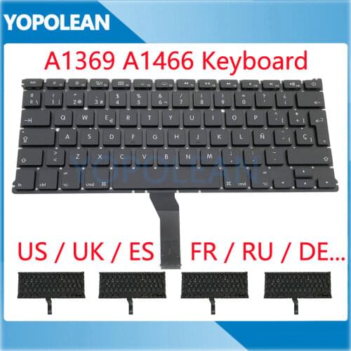 New Replcement Keyboard US UK Russian Spain French German Sweden Layout For Macbook Air 13" A1369 A1466 2011-2017 Years