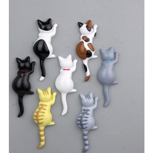 Cat Fridge Magnets Cartoon Animal Magnetic Sticker Resin Whiteboard Sticker Refrigerator Kids Message Post Home DIY Decoration