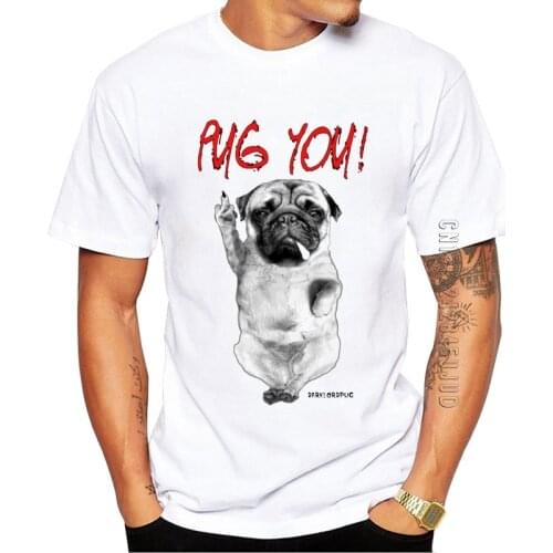 100% Cotton Pug You Fashion Men T-Shirt Punk Smoking Pug Printed Graphic Tshirt Casual Tops O Neck Summer Tees