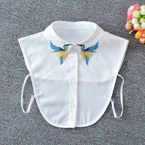Fashion Lapel Embroidery Fake Collar Women Shirt White False Collars Detachable Collar For Mens Sweater Removable Half Shirt