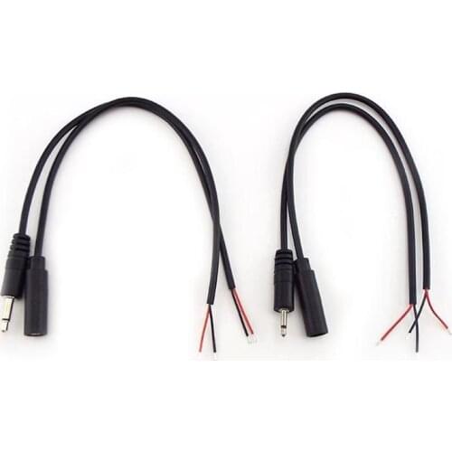 25CM 2.5mm 3.5mm Mono Audio Connector Cable 2pin Wire Extension Cord Male Female Plug DIY Repair Single Head Plug jack