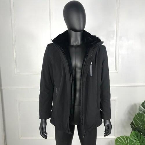 Classic Men Parkas Jackets Winter Real Rabbit Fur Outwear Hooded Warm Windproof Coat Customize