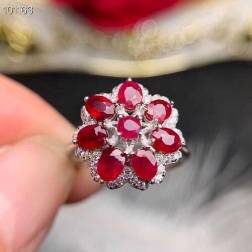 Real And Natural Flower Ruby ring Free shipping ruby 925 sterling silver Fine handworked jewelry Finger rings