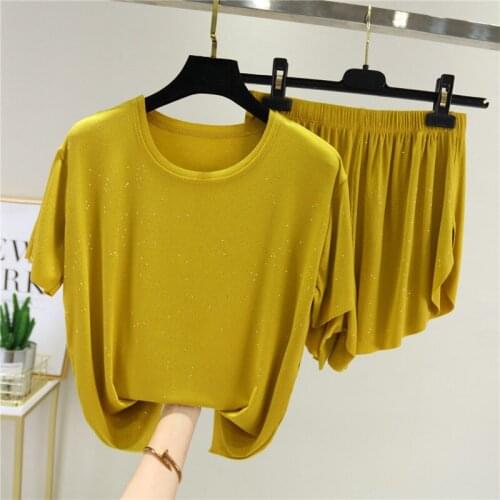 2021 new summer home service wide-leg pants two-piece female bottoming suit silver shirt modal pajamas pajamas