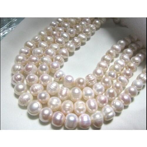 70" chnatural 9-10mm Australian south sea white baroque pearl necklace AAA