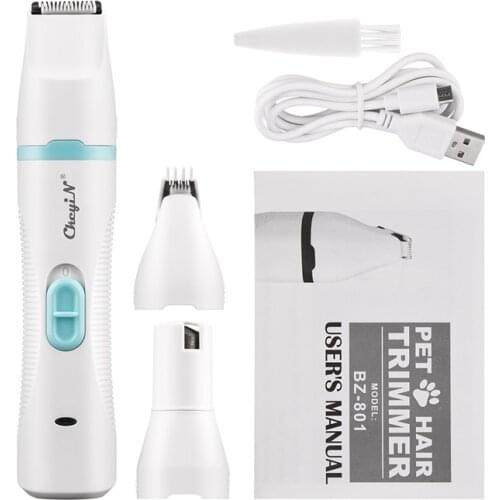 Rechargeable Pet Hair Trimmer Electric Dog Cat Clipper Shaver Low Noise Nail Grinding Foot Hair Remover Grooming Cutter Machine