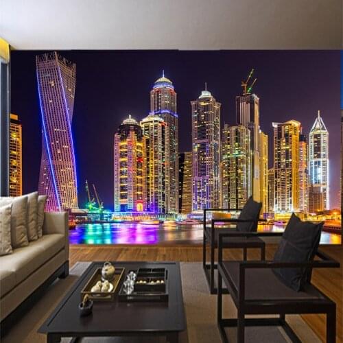 Custom Wall Mural Sticker Self-adhesive Removable City Night View 3D Photo Wallpaper Living Room Bedroom Background Wall Decor