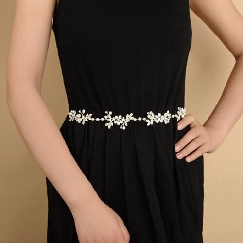 White Ribbon Sash Bridal Wedding Dress Rhinestone Vintage Crystal Belt Sash Womens Pearls Bridal Bridesmaid Sash Belts