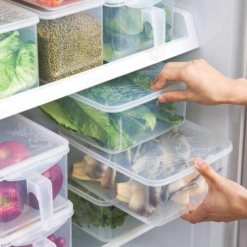 Carved Kitchen Storage Box Container Transparent Large Sealed Home Organizer Food Container Refrigerator Storage Boxes With Lid