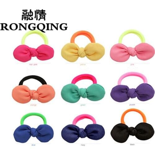 RONGQING 100pcs/lot Colour random delivery Mixed wholesale Multicolor Bow knot circle Hair jewelry for women