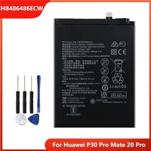 Original Replacement Phone Battery HB486486ECW For Huawei P30 Pro Mate20 Pro Mate 20 Pro Rechargable Batteries 4200mAh