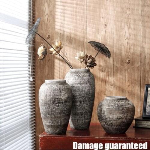 Modern Handmade Ceramic Vase Terrazzo Pattern Flower Pot Old Simple Table Arrangement Home Decoration Ornaments