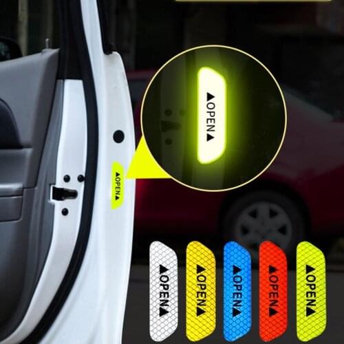 4Pcs/Set Car Open Reflective Tape Warning Mark Night Driving Safety Lighting Luminous Tapes Accessories Car Door Stickers