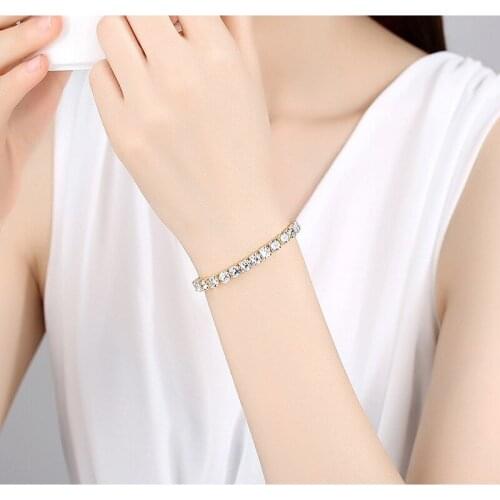 Trend Micro Inlaid Zircon Bracelet Tennis Bracelet Ice Crystal Chain Wedding Bracelet Men and Women Bracelets