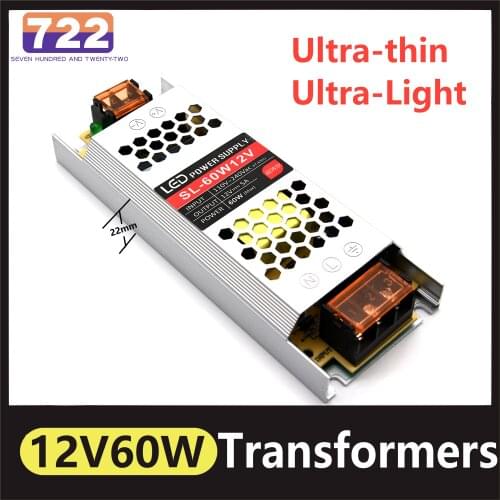 AC 190-240V To DC12V Ultra-Thin Ultra-Light Portable Strip LED Power Supply Lighting Transformer 60W For Led Strip CCTV