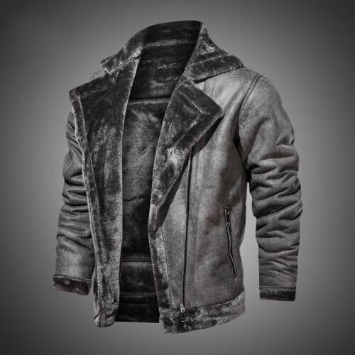 Winter Mens PU Jacket Faux Fur Collar Coats Thick Warm Mens Motorcycle Jacket 2021 New Fashion Windproof Leather Coat Male