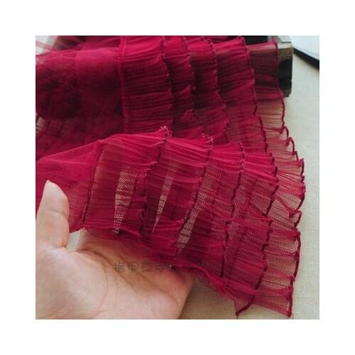 1Meter Pastoral Pink Ruffled Lace Trim Neckline Lace Organza Lace Wedding Dress Costume Diy Fabric Accessories