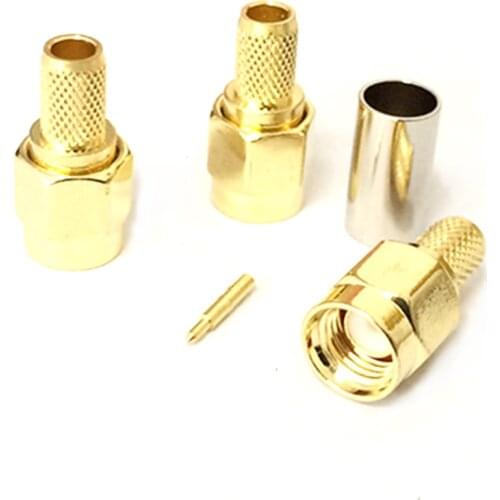 1pc SMA Male Plug RF Coax Connector Crimp for RG142 RG400 LMR195 RG58 Cable Connector Straight Goldplated NEW wholesale