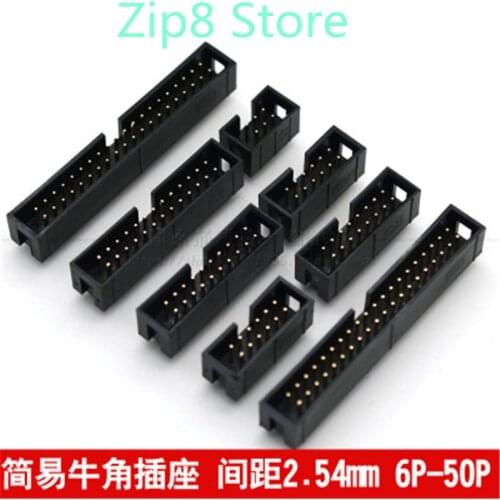 10PCS DC3 6P 8P 10P 14P 16P 20P 26P 30P 34P 40P 50P 2.54mm Socket Header Connector ISP Male Double-spaced Straight IDC JTAG