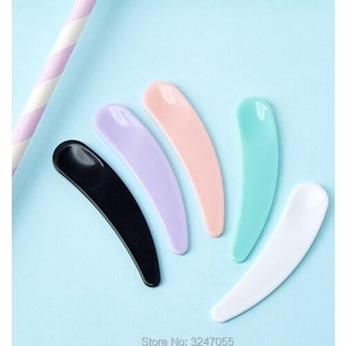 100pcs/lot 55*12mm Pink Cosmetic Mask Spoon, DIY Green Small Spatula Scoop, Cosmetic Accessories, Professional Makeup Tool