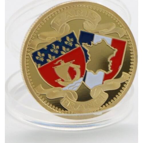 1889 France Paris Landmark Tower triumphal Arch 100th Anniversary of the French Revolution Gold Plated Coin Souvenir Gift