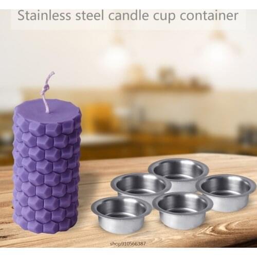 5pcs Luxury Candle Cup Jar Container Empty Storage Stainless Steel Tealight Holder Wedding Dinning Party Bar Decor 21 Wholesales