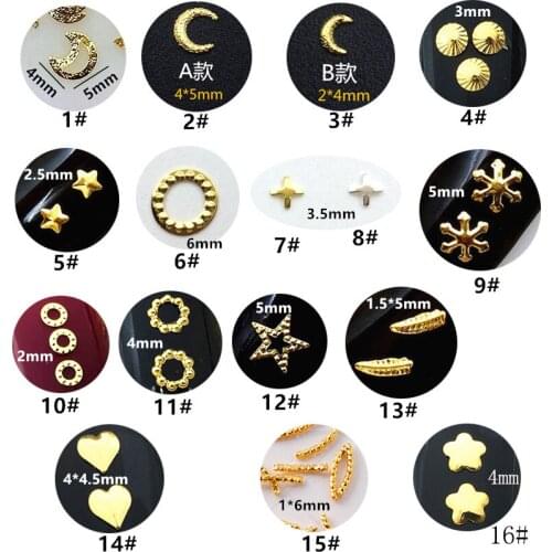 500pcs/pack Japan 3D Nail Art Decorations Metal Feather Heart Stud Rivet Nail Accessories Alloy Nail Parts DIY Nail Supplies