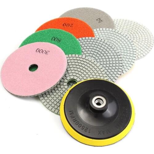 9Pcs 130mm Wet/Dry Polishing Pad 5 Inch Sharp Type Diamond Polishing Pads For Granite Marble Car Polishing Sanding Disc Stone