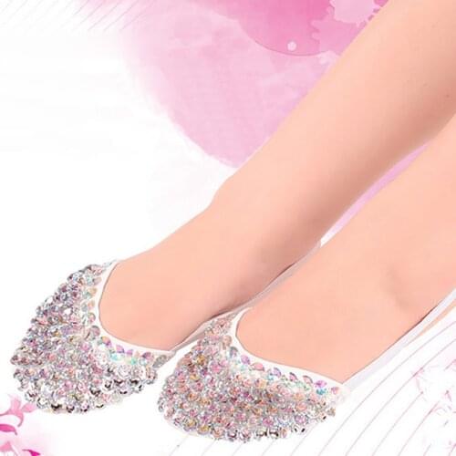 USHINE fish beaded ballet pointe toe shoes half foot toed shoes practice ballet belly shoes women ballerina